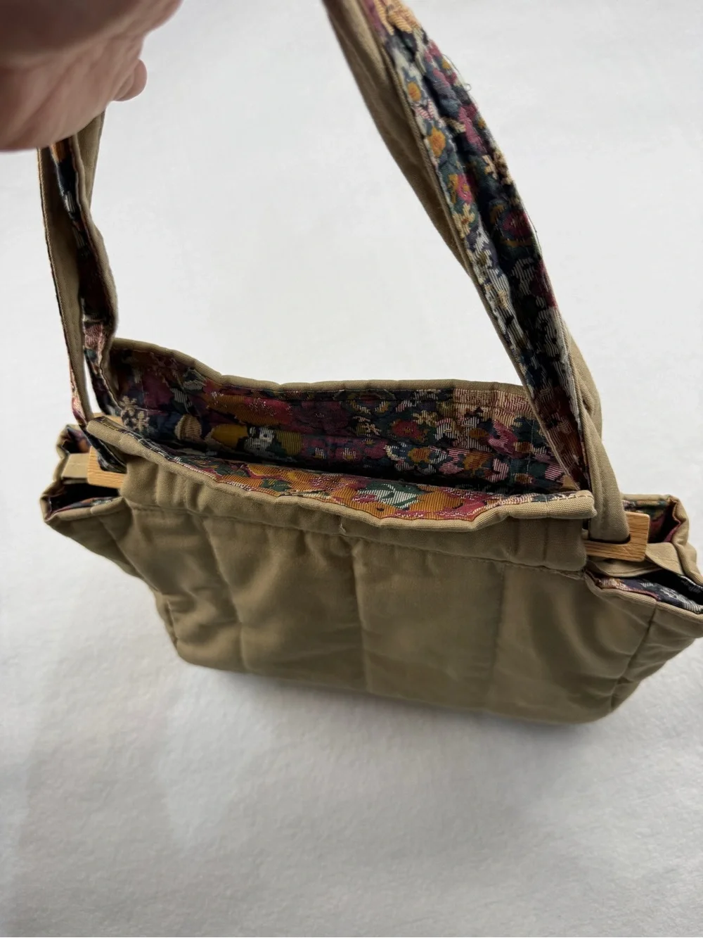 Canvas Craft Tote Floral Tapestry Lining Multi Pocket Sewing Knitting Bag